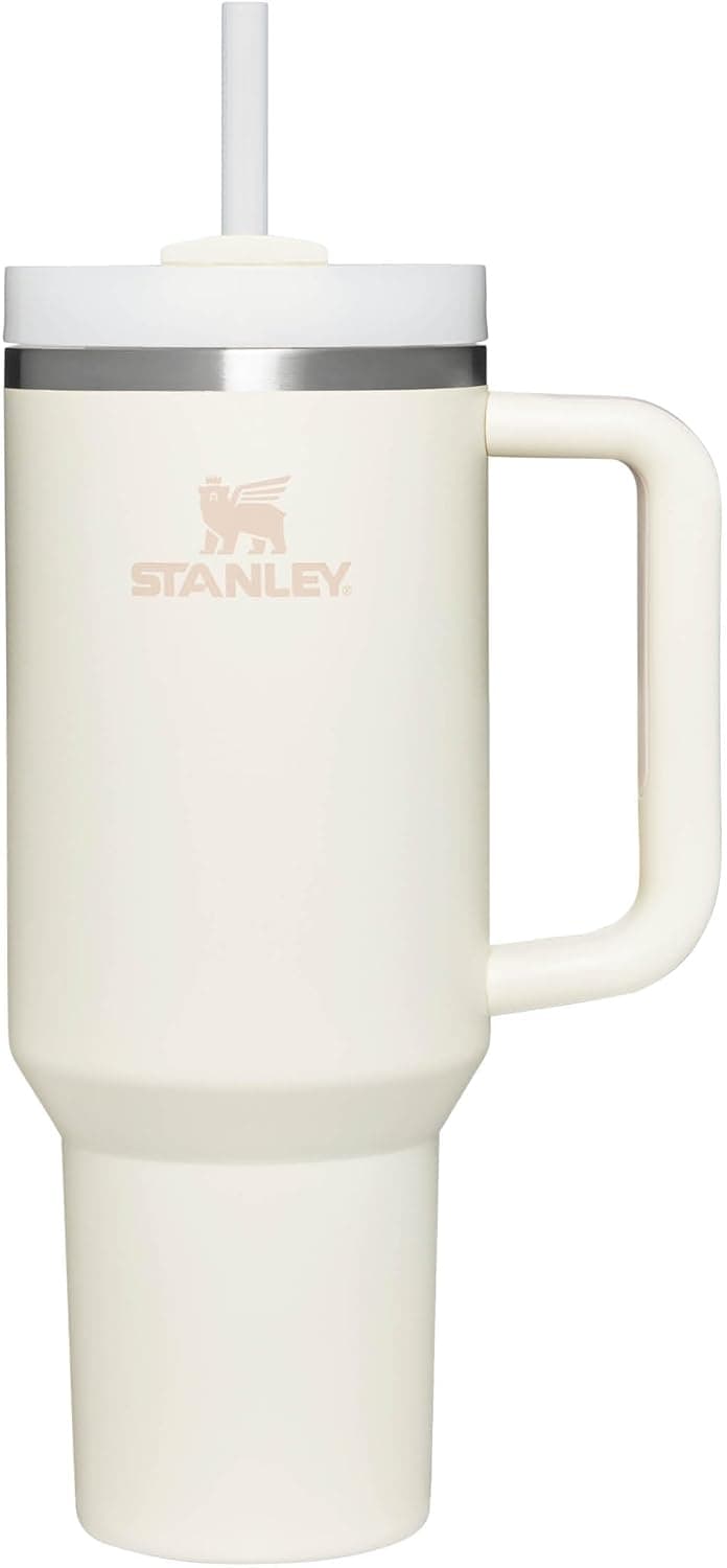 STANLEY Quencher H2.0 FlowState Pipetli Termos Bardak 1.18 Litre - Krem | Paslanmaz Çelik | Termo Conserva el Frío 11 Saat - Frost 48 Horas - Şişe Su Paslanmaz Çelik - Termal Bardak BPA içermez